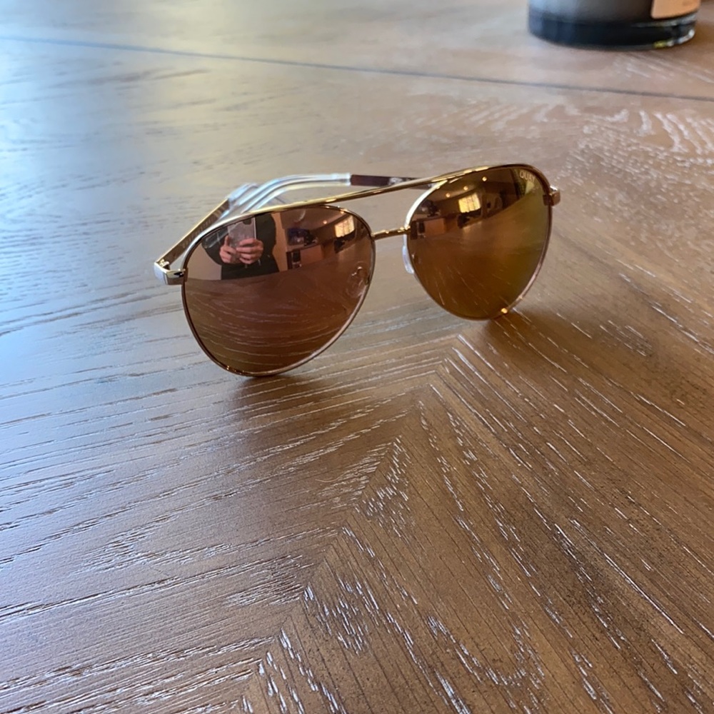 QUAY oversized gold/pink aviator style sunglasses